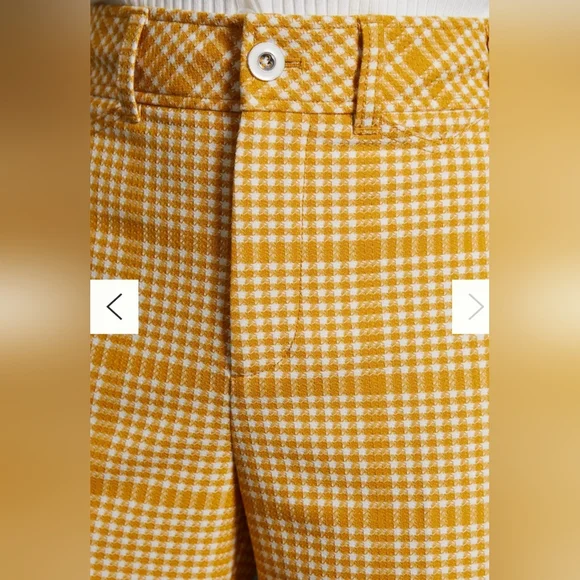 Yellow Plaid Wide-Leg Pants - Picture 6 of 6